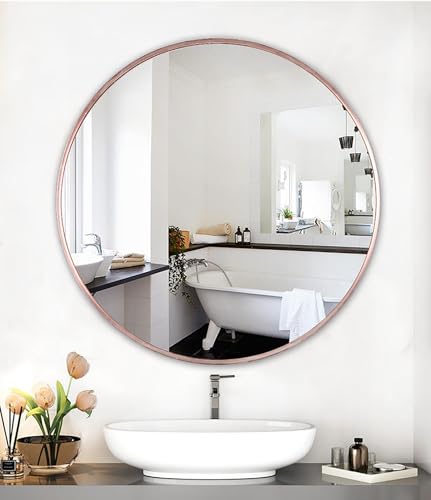 Espejo redondo de 60 cm con metal irrompible para un baño moderno y seguro 3