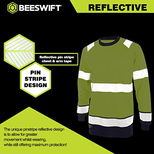 Beeswift High Visibility Two Tone Long Sleeve T-Shirt Saturn Yellow/Navy Blue Xl HVTT005SYNXL - 3