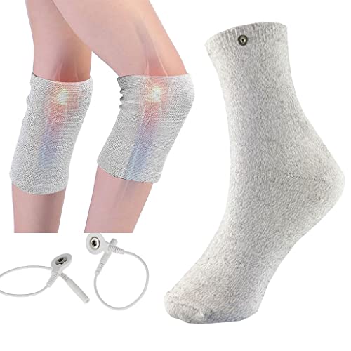 OLSKFUH - OLSKFUH Nervenstimulatoren, Elektroden-Leitmassage-Knieschoner Und Mikrostrom-Massagesocken Für Gelenkschmerzen, Arthritis, Müdigkeit,Grey-XL