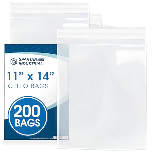 Sacs cellophane auto-scellants 11" x 14" 200 count transparent