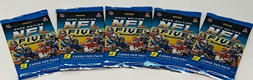 (5) 2020 Panini NFL Five Football Trading Card Pack Lot Joe Burrow Rookie Year
