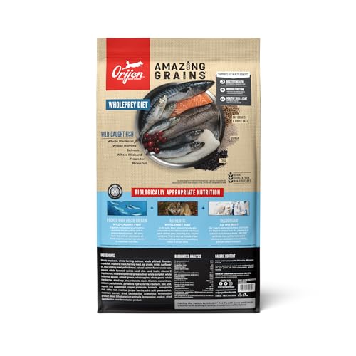 ORIJEN Amazing Grains Six Fish Recipe Dry Dog Food, High Protein Dog Food, Fresh or Raw Ingredients, 22.5lb - Thumbnail 2