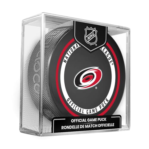 NHL Carolina Hurricanes Current Official Game Hockey Puck in Cube