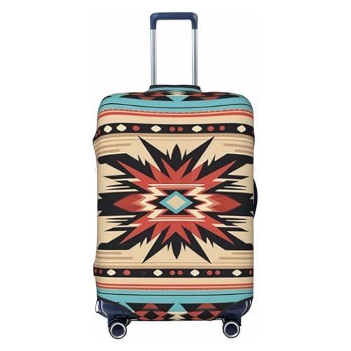 QSMBNET Travel Luggage Cover Native American Patterns Spandex Suitcase Protector Washable Baggage Covers Fashion Elastic Scratch-Resistant Luggage Cover Protector Fits 18-32 Inch Luggage