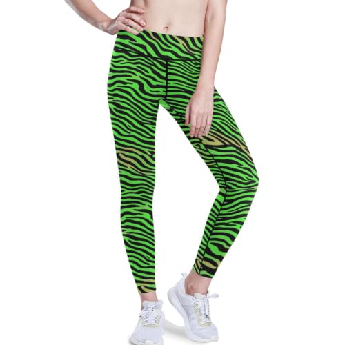 Leggings de yoga para mujer ropa deportiva para botín estampado cebra verde