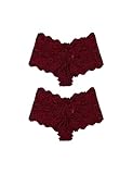 comeondear Sexy Unterwäsche Spitze Panties Floralen Slips Brasilien Höschen Hipster Unterhosen String Tanga Große Größen Reizwäsche (Rot L/42)