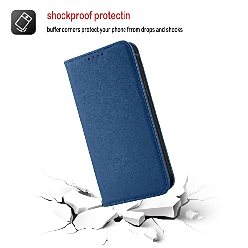 NanHou For iPhone 12 / iPhone 12 Pro Flip Cover PU Leather Magnetic Closure Kickstand Wallet Case Card Holder Shockproof Flip Cases - Royal blue