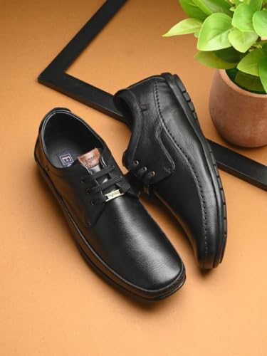 Image of egoss Derby Formal Shoes for Men | Genuine Leather | Stretch Fit | Comfortable & Stylish | Ideal for Office & Tusiness Wear - GS-247