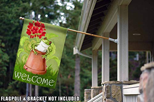 Toland Home Garden 109122 Potted Frog Frog Flag 28X40 Inch Double Sided Frog Garden Flag For Outdoor House Flower Flag Yard Decoration #TOP3