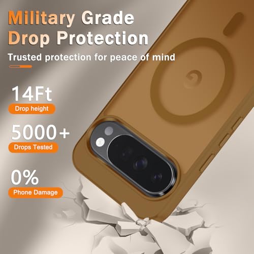 Image of for Google Pixel 10 /10 Pro Case, Matte Magnetic Phone Cover [with 1 Screen Protector] [Support for MagSafe] [Shockproof Military Grade Protection] Translucent Frosted Back, Brown