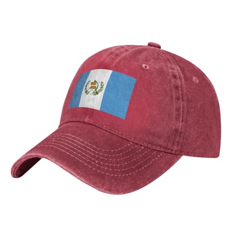 YYHWHJDE Gorra de béisbol negra con estampado de bandera de Guatemala, de algodón, ajustable, ala curvada clásica, rosso, Talla única
