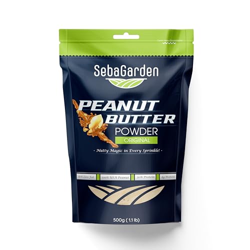 Seba Garden Peanut Butter Powder 500 gr, 87% Defatted, Healthy,Plant Based,Vegan Protein, Non-GMO, Certified Gluten Free and Vegan,Keto Friendly, Low Carb and Bpa-free (Pack of 1)