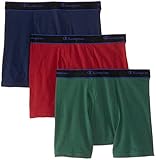 Champion Men's 3 Pack Performance Cotton Short Leg Boxer Briefs, Eden/Indigo Ink/Cherry Pie, Small