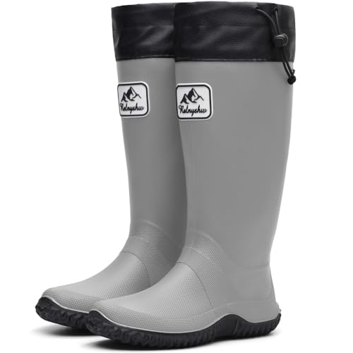 Image of situkeke Women Tall Wellington Boots Ladies Waterproof Rain Boots Fashion Outdoor Trekking Boot Grey 40/41 EU