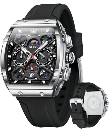 Image of OLEVS Watches for Men Business Diamond Moon Phase Male Watch Chronograph Fashion Dress Waterproof Date Analog Quartz Waterproof SiliconeMen Wrist Watch