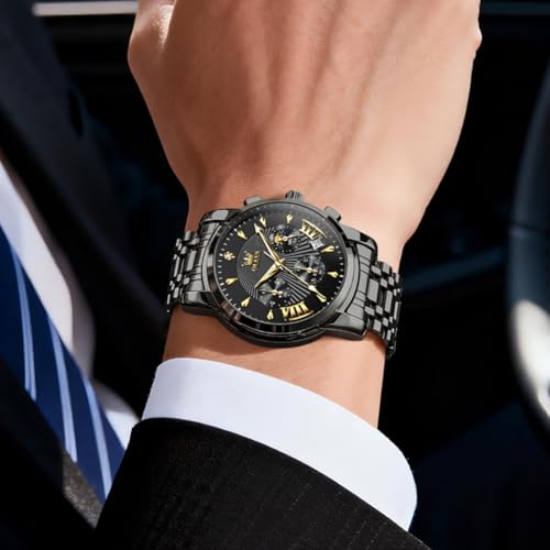 Image of OLEVS Watch for Men Original Chronograph Analog Quartz Waterproof Watch Luxury Premium Businesse Diamond Mens Dress Watches