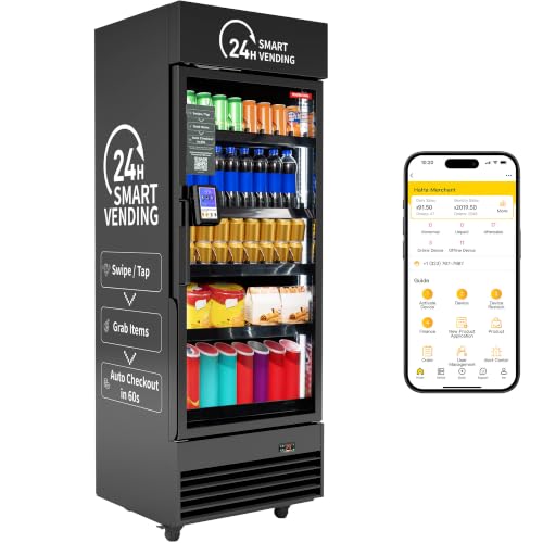 HAHA Smart AI Vending Machine for Business Contactless Grab &amp; Go, Multi-Item Combo Vending with APP Management &amp; Cashless Payment (Black, AI Plus)