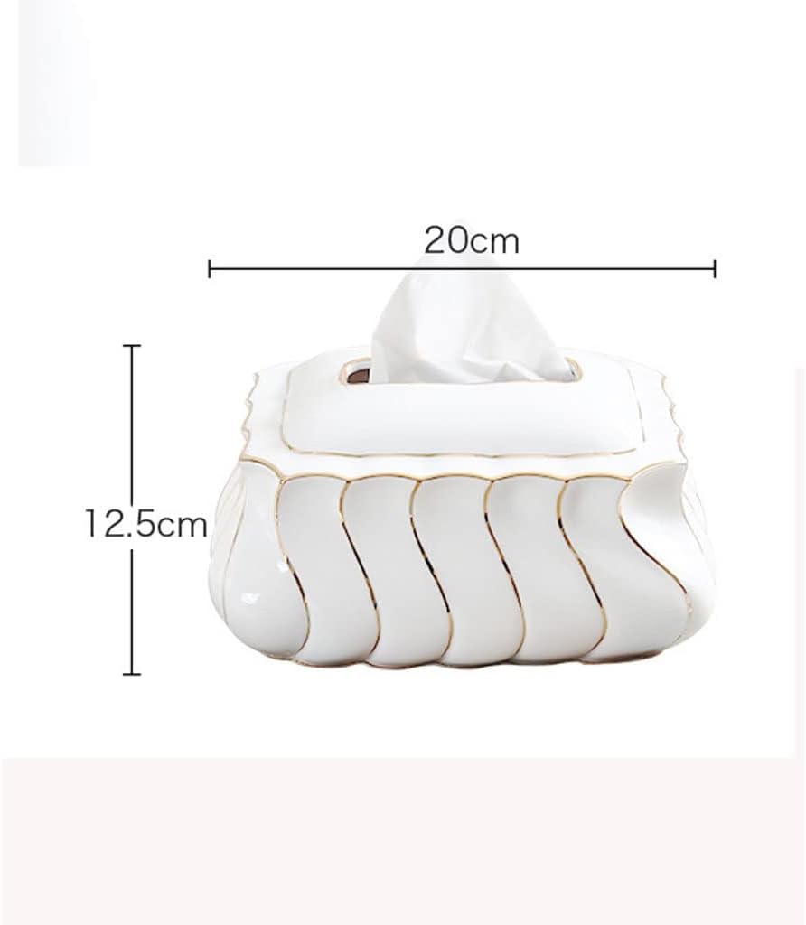 Modern Creative Tissue Box Cover for Disposable Paper Facial Tissues Rectangular Holder for Storage on Bathroom Vanity Countertop Bedroom Dresser Night Stand Desk Table - White image 2