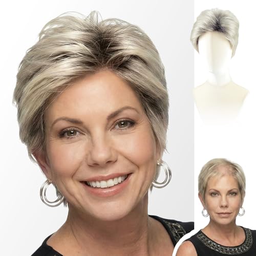 WIGYY Silver Grey Pixie Cut Wig for White Women, Short