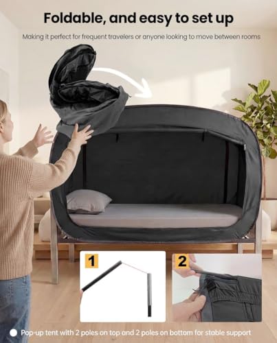 Image of ANC POP Bed Tent Full Bed Canopy Tents Portable Dream Tent for Kids and Adult Indoor Sleeping Tents with 2 Doors Breathable Private Space Tents