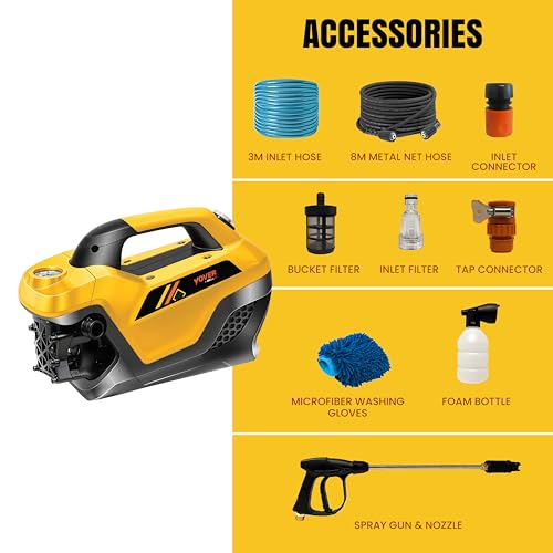 Image of 2800W High Pressure Washer with Induction Motor, 240 Bar Output, 12 L /Min Water Flow and 8M Hose for Car, Bike, Patio, Driveway and Outdoor Cleaning