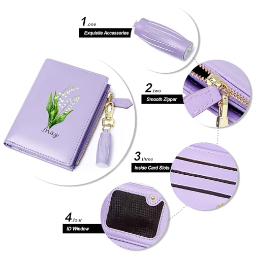 ZRTARY Personalized Birthday Flowers Wallets for Women,Holiday Gift, Birthday Gift for Parent and Grandparent, Graduation Gift for Her Him 0470e4