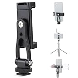 UTEBIT Metal Phone Tripod Mount Adapter, 360° Cell Phone Tripod Adapter with Cold Shoe Mount, Desktop Tripod Smartphone Holder for iPhone, Samsung Video