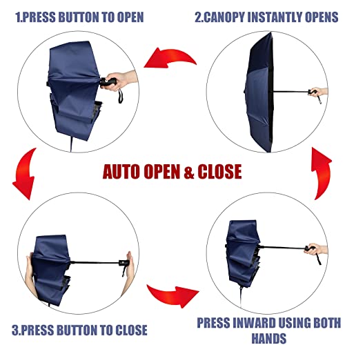 Jexine 6 Pcs Travel Umbrella Automatic Open Close Compact Umbrella Windproof Small Light Backpack Purse Car Portable Collapsible Umbrella For Rain, Men Women (Navy Blue) #TOP3