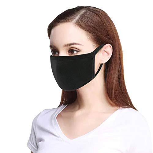 KISSBUTY 3 Pcs Fashion Protective Face Cover, Unisex Black Dust Cotton Mouth Cover, Washable, Reusable Cotton Fabric