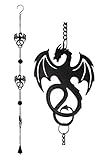 Ebros Black Coated Steel Metal Wyverex Alchemy Folklore Dragon Wall Hanging Wind Chime with Beads 38' L Home and Patio Decor Medieval Fantasy Dungeons and Dragons Mobile Noisemaker
