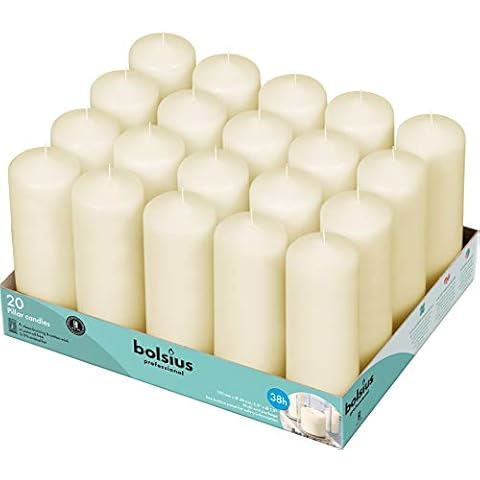Bolsius Ivory Pillar Candles – 2x6 Unscented Candle Set of 20 – Dripless, Smokeless, and Clean Burning Household Dinner Candles – Perfect for Weddings, Parties, Dinners Decorative Candles Cover