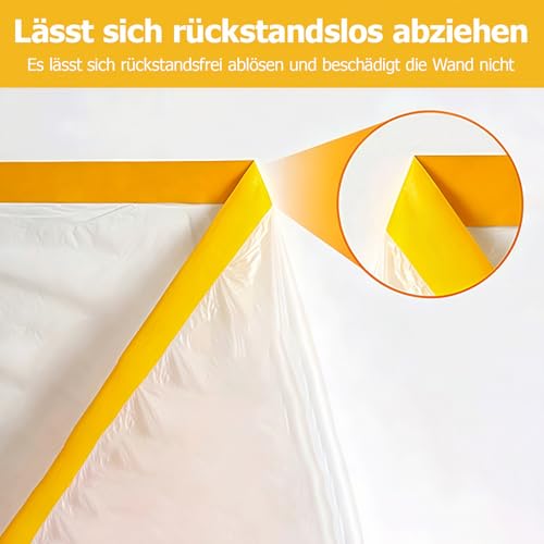 4 Rollen Abdeckfolie mit Klebeband, 150cm x 20m Transparent Abdeckfolie, mit Goldband UV Beständig Malerfolie… – Ansicht 6