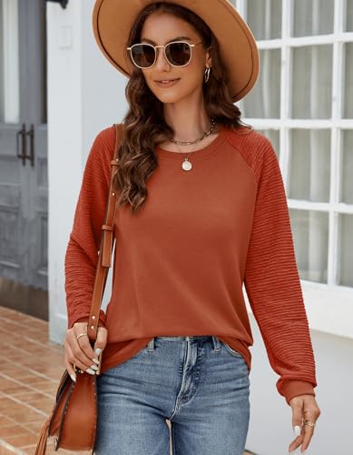 Image of Aifer Womens Long Sleeve Shirts Crew Neck Pullover Sweatshirt Pattern Raglan Casual Tunic Tops