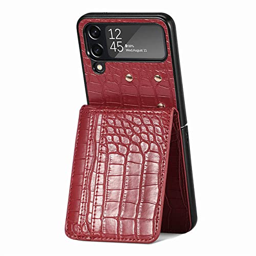 Coque Samsung Z Flip 4 5G rouge étui portefeuille Zflip4 avec fente carte