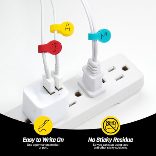 Image of Cable Labels - Wrap-It Storage - Mini, Multi-Color (60 Pack) | Colorful Cable Label Tags, Charger Labels, Cable Labels Tags, and Wire Labeler Using Color Coded Labels