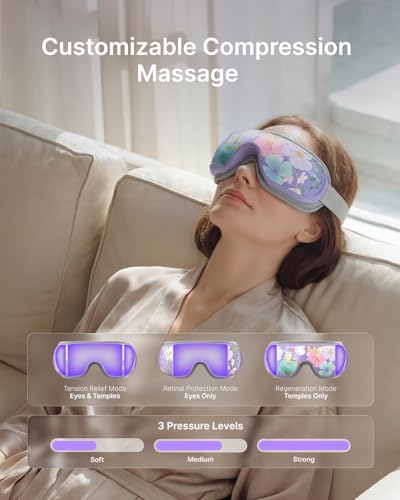 Image of RENPHO Eye Massager with Heat and Cooling Voice Control, Birthday Gifts for Women Men, Massaging Eye Mask for Dry Eyes Head Tension and Stress Relief - Eyeris 3