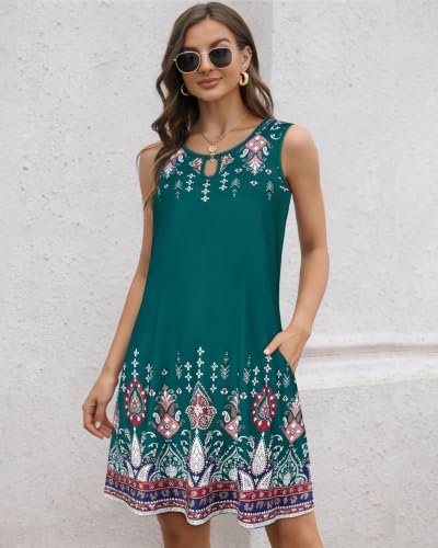 Image of Summer Dresses for Women 2026 Casual Sleeveless Sundress Floral Loose Fit Beach Cover Up with Pocket