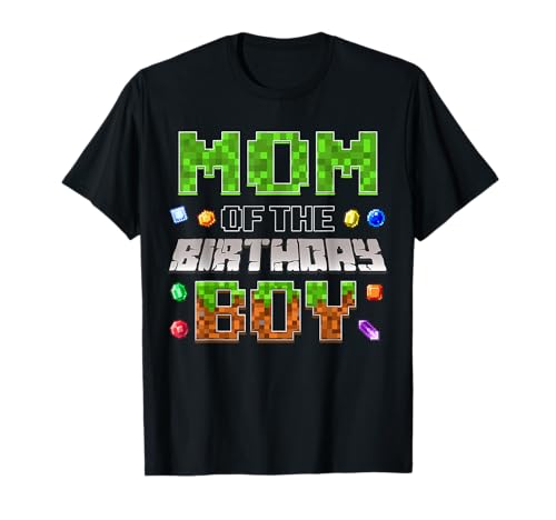 Mom Of The Birthday Boy Game Pixel Number Birthday Party T-Shirt