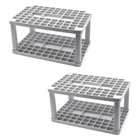 LONG TAO 2 Pcs Plastic Pencil Holder Pen Holder Make Up Brush Holder Desktop Organizer Craft Tools Organizer with 72 Holes for Home School Office Storage (Grey) Cover