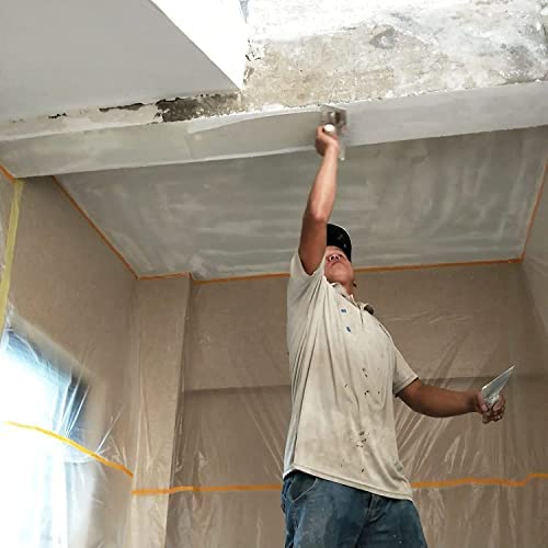 LLPT Abdeckfolie Klebeband mit Folie | 2 Rollen | Transparent Abdeckfolie Selbstklebende Malerfolie Malerband | Zum Schutz von Autos Wänden Staub und Spritzschutz (MFT902) | 90cm(ungefaltet) x 20m