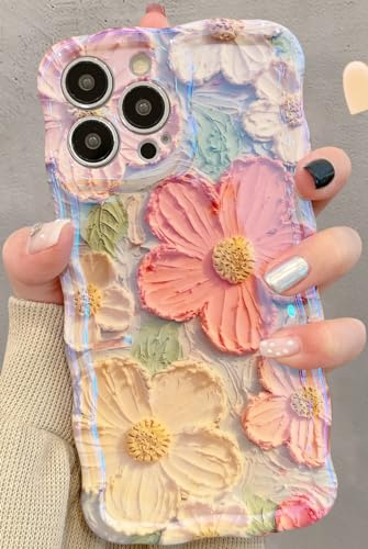 Coque iPhone 14 Pro silicone ondulé anti-dérapant fleur - 2