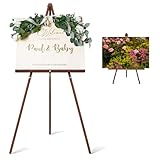 DecorDudz Wooden Easel Stand for Sign,63'' Portable Painting Easel, Adjustable Poster Stand with Tripod Easel for Painting, Wedding Sign, Drawing, Canvas, Display Show (Brown)