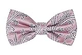 6 cm höhe und 12 cm breid Notch Gebundene Fliege aus Seide für Herren - Blaues tonales Paisleymasse auf Altrosa