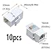 Antrader RJ45 Cat5e Tool-Less Keystone Jack Connector Adapter, Keystone Module Connector, for Internet Network Ethernet LAN Cable, with Color Coded Wiring Schema Snap in Stand, 10-Pack