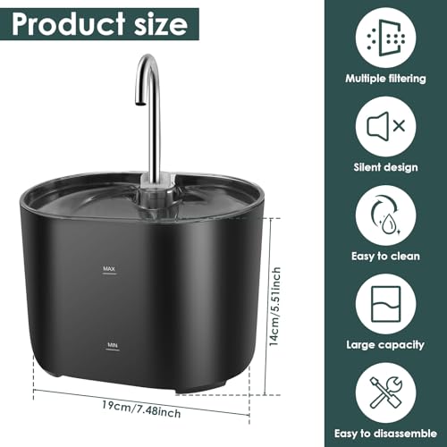 Fuente de agua para gatos de gran capacidad 2.2L miniatura 3