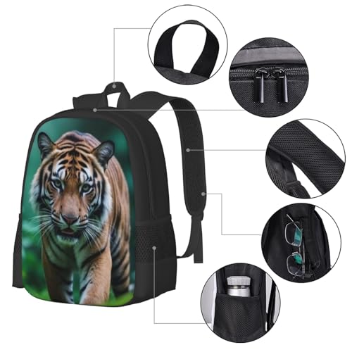 17 Inch Backpack for Brutal Tiger Lightweight Adjustable Animal Backpacks with Mesh Side Pockets for Travel Outdoor Sports4