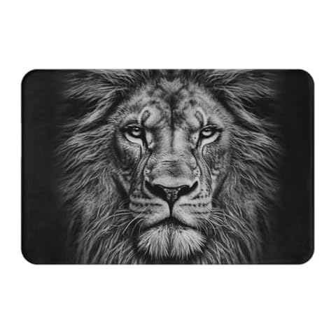 Black and White Lion Head Doormat Cover