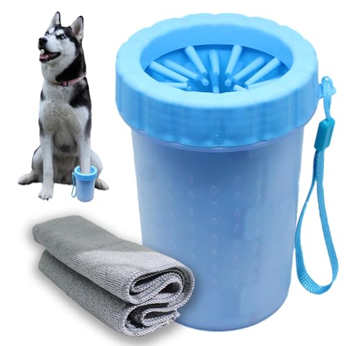 CLEANER Pulisci Zampe Cane Taglia Grande e Piccola Con Asciugamano - Lava Zampe 2 in 1 Spazzola per Bagnetto, Pedicure e Pulizia