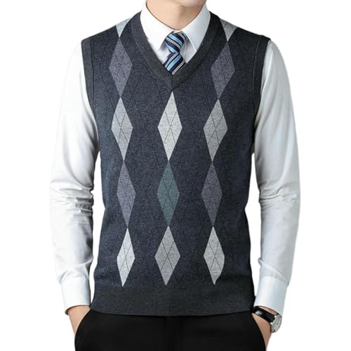 Gilet en tricot pour homme d'âge moyen ample et facile à enfiler automne hiver