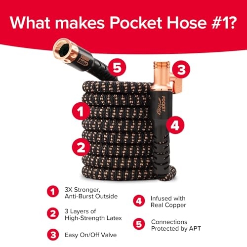 image for Pocket Hose 75 FT Copper Bullet Expandable Garden Hose w/10 Pattern Th
